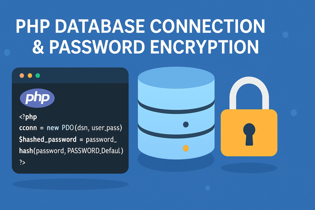 Secure PHP database connection and password encryption illustration